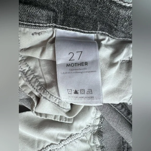 Mother Hustler Crop Step Chew Jeans Sz 27 Scene of the Crime Black Denim - Picture 8 of 14